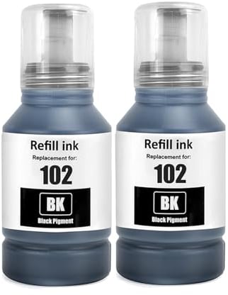 LAIPENG E102 Ink Compatible with T102 Ink Refill Bottles for ET-2700 ET-2750 ET-2751 ET-2756 ET-2850 ET-2851 ET-2856 ET-3700 ET-3750 ET-3850 ET-4750 ET-4850 ET-4856 ET-15000 (2 Black)