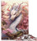 Japanisches Drachen-Kirsch-Puzzle für Erwachsene, 1000 Teile, Holzpuzzle, herausforderndes Spiel, Puzzle 14,96 x 20,47 Zoll