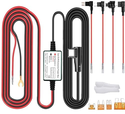 Gebildet Kit de câblage pour caméra de Tableau de Bord, kit de Fil Dur USB de Type C 12V-24V à 5V avec Protection Basse Tension 320cm, Chargeur de caméra de Tableau de Bord de Voiture