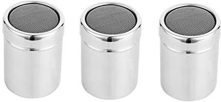 LIFKOME 3pcs Fine Mesh Shaker Vending Machine Sugar Dispenser with Pour Spout Powdered Sugar Shaker Duster Metal Salt Shaker Flour Sifter Shaker Dense Hole Confectionery Sugar