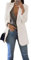 EFOFEI Frauen Langarm Offene Front Office Arbeitsanzug Blazers Jacke mit Taschen Weiß S
