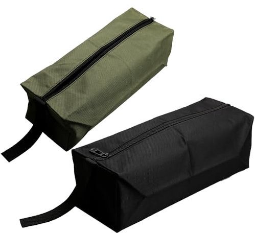 Tabanzhe 2 Pcs Multipurpose Zipper Small Tool Bag - Canvas Tool Bags for Screwdriver Storage, Compact Tool Pouch Tote Bags in Black & Green for Organized Tool Management