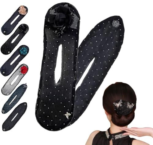 Ball Hair Clip, Hand Embroidered Flowers Deft Bun, Deft Bun Hair Twister, Lazy Hair Curler Deft Bun Maker, Flower Hair Bun Roller for Long Thick Hair Accessories for Women Girls