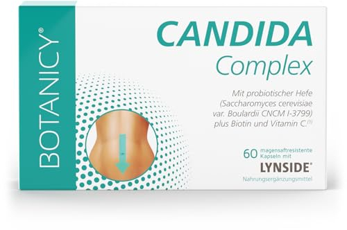 BOTANICY Candida Complex - 60 Kapseln - Bei Candida albicans - Vitamin C, Biotin, Probiotischer Hefepilz, Caprylsäure, Grapefruit & Knoblauch Extrakt