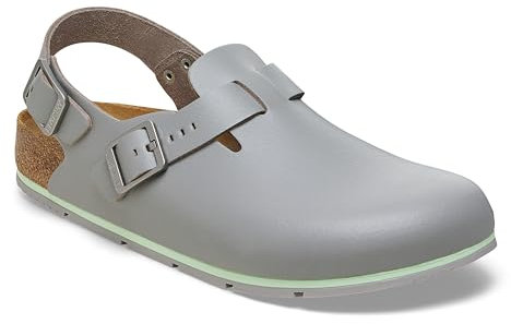 Birkenstock Tokio Pro Leder Clogs - Hochwertige Unisex Freizeit- und Berufsschuhe für Medizin, Gastronomie und Service, Farbe: Grey, Gr: 42 Schmal