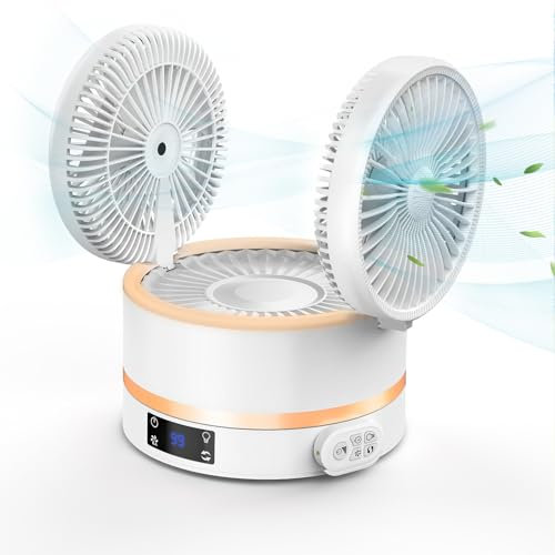 Rechargeable Table Fan with Remote Control Double Sided Automatic Oscillation Ultra Quiet 3 Speeds USB Fan for Bedroom Office Kitchen Outdoor