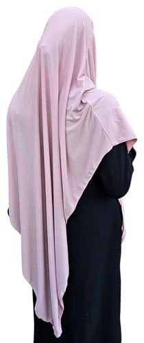 Yaqeen Jersey Khimar Langer Hijab für Muslima, Diamantschliff, Kopftuch, Lycra, Gebetskleid, muslimische Schals, rose, Einheitsgröße
