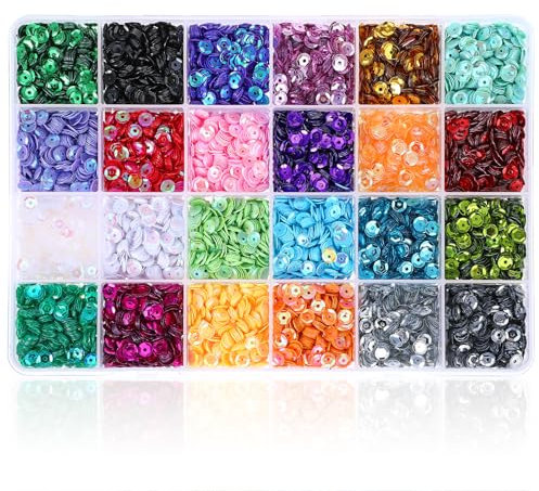 APLZGMG 23800 Pcs Rainbow Sequins, 5mm Bulk Embroidery Sequins with Holes, Iridescent Spangles for Crafts, Sewing, DIY Nails Arts (24 Colors)