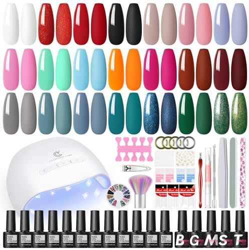 COSCELIA Nägel Starterset mit LED Lampe - 20 Farben UV Nagellack Set mit Lampe - Maniküre Set - Nagelset Gelnägel Starterset - Nägel Selber Machen - Nagellack Set - Nagelstudio Set