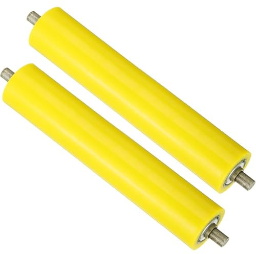 förderband tragrollen Satz mit 2 Förderrollen aus Stahl, 5, 6, 7 cm Durchmesser, 1/4 Zoll Achsdurchmesser | Diese Rollen dienen als zuverlässiger Ersatz in Rollenförderern(3.5x29cm/1.4x11.4in)
