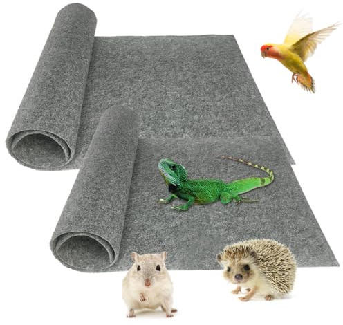 FineInno 2 Stück Reptilien Teppich 60 x 40cm Reptilien Bettwäsche für Haustier-Terrarium Eidechsenmatte Haustierkäfig-Matte Zubehör für Chamäleon Schildkröte Leguan Schlange Bartagame Echsen (A)