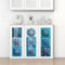 WIQUYBML Stick on Tiles Aqua Blue Print Tile Stickers PVC Self Adhesive Wall Tiles Heat Resistant Tile Stickers for Kitchen Bathroom Waterproof Peel and Stick Floor Tiles Tile Paint 30x30cm