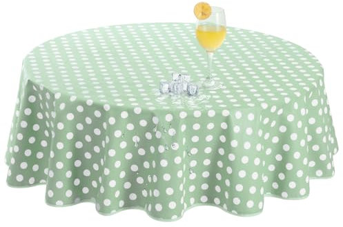 Romanstile small round Table Cloth PVC 120 cm Sage Green wipe clean,plastic table cloths waterproof,Oil cloth Tablecloths for Coffee table,Birthday Party Outdoor Garden Spring Sommer Children Easter