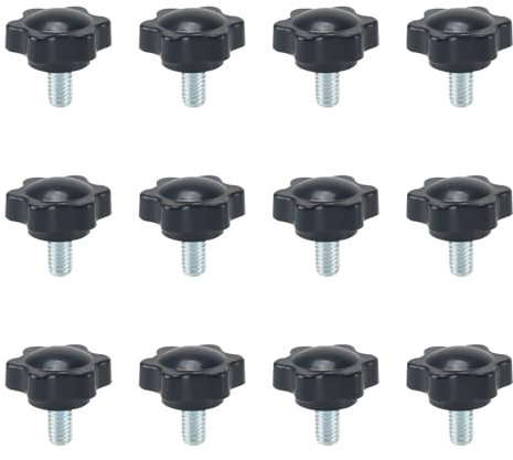 KINDPMA 12 Pezzi M6 x 10 mm Viti a Testa Zigrinata a Forma di Stella in Plastica con Impugnatura, Viti a Testa a Stella per Macchine Utensili, Attrezzature Meccaniche, Decorazione di Mobili