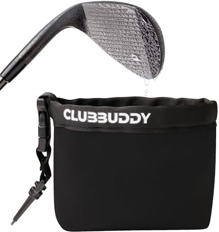 6ixPack Golf Clubbuddy - Golf Club Cleaning Bag - Waterproof Clean Groove Technology Liner, Dry Neoprene Exterior, Detachable Clip, Machine Washable Golf Club Cleaner - Golf Accessories for Men