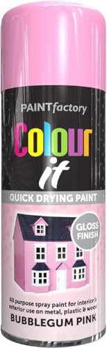 MIXEL Bubblegum Pink Gloss Spray Paint, Quick-Drying Formula, Easy-To-Apply, Long-Lasting, Ideal For Crafting, DIY, Automotive, Home Décor, Indoor And Outdoor Use, 400ml, (1 Pcs)