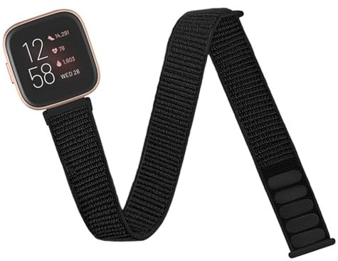 chinbersky Sportarmband Arm Knöchelband Kompatibel mit Fitbit Versa 2 Armband/Fitbit Versa Damen Herren，Nylon Elastisches Nylon Armband Joggen für Fitbit Versa 2/Versa/Versa Lite/SE