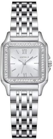 CIVO Damenuhr Silber Armbanduhr Damen: Analog Wasserdicht Edelstahl Rechteckig Uhr Dame - Elegant Uhren Geschenke für Gattin und Mutter