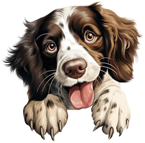 x4 English Spaniel Door Vinyl Stickers, Weatherproof, Cover up Marks, Hardwearing & Vibrant, Multi-purpouse Ideal for Door, Phone case, Cups, Wine Glass, Toilet, car & All Projects. (English Spaniel)