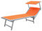 TEMPO STYLE - Lettino Mare Professionale in Alluminio L-Mediterraneo | Pieghevole con Parasole e Textilene, Ideale per Spiaggia, Piscina e Giardino (Telaio Bianco Textilene Terracotta)
