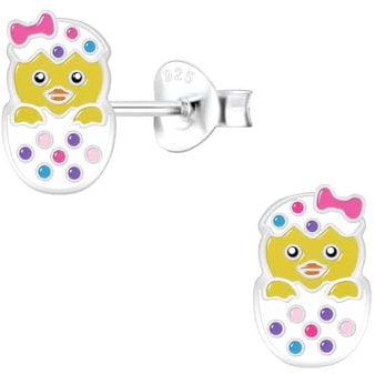 Monkimau Mädchen Ohrringe Hatching Egg | Ohrstecker aus 925 Sterling Silber | Kinderohrringe hypoallergen
