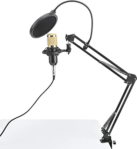 Tbest BM800 Condenser Microphone Studio Recording Kits Professional Adjustable Stand Black Alloy Plastic 1672g for V8 Sound Card KTV Karaoke Broadcasting