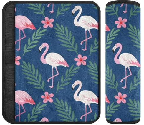 Gurtschoner mit Flamingo-Blattmotiv, Schulterpolster, entlasten Nacken und Schultern, für Transporter, Grün, 2 Stück