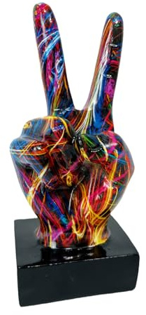 Generisch Handstatue, einzigartige Handharzstatue - abstrakte Kunstskulptur Bunte Daumen Friedensfiguren, Schauspiel -Signal Tabelle Skulptur für Regalkarten