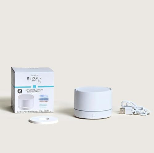 Lampe Berger - Diffusore Elettrico NOMADE Ricaricabile- Con Piastrina in Ceramica Profumata, Funzione Wireless per un Comodo Utilizzo anche Fuori Casa (Bianco)