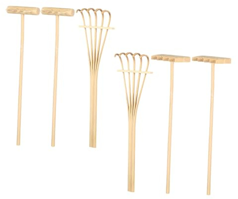 MOTHNUR 6 Pièces Kit Mini Râteaux Bambou pour Jardin Zen et Bac à Sable Accessoires Durables et Colorés pour Sculpture Facile Sable Outils pour Décoration et Jeux Créatifs