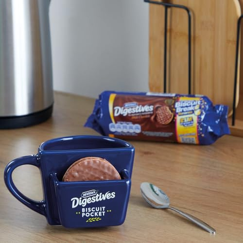 TinTastic McVitie's Digestives Biscuit Pocket Mug Set, Navy Blue Ceramic Cup with Biscuit Holder, Special Edition Tea and Coffee Companion