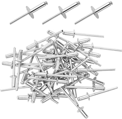 100 Pièces Rivets Aveugles en Aluminium avec Large Bride | 4.8x16mm Rivet Aveugle à Dôme à Grande Tête, Rivets Pop en Aluminium à Tête Large, pour Meubles, Tôle, Véhicules
