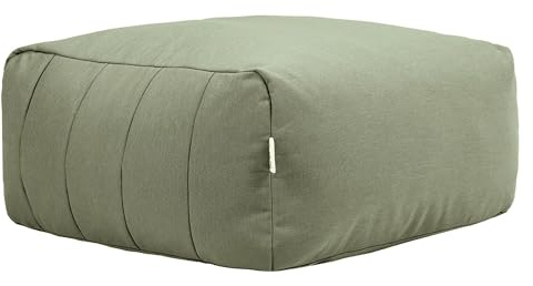 Icon Zen Sitzsack Hocker mit Schaumstoff Füllung, Modular Sofa, Grün | Entworfen in Deutschland, Boneless Sofa, Langlebiger Webstoff für Drinnen und Draußen, Fußhocker für Garten und Terrasse