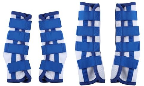 Lot de 4 guêtres anti-mouches pour cheval en maille respirante | Maille respirante, protège contre les mouches et les freins, fermeture réglable pour les jambes avant et arrière