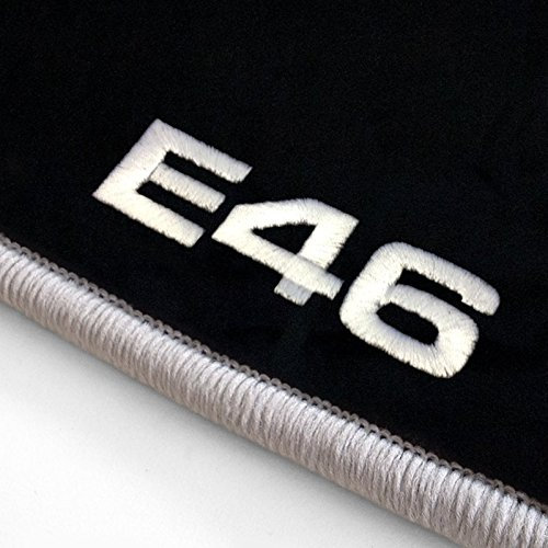 Autoteppich Stylers ATS-Q300_E46-100-012 Passform Velours-Fußmatten mit Bestickung E46 und Rand in Weiß