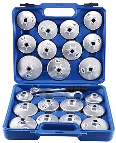 FreeTec 23PC Clé à capuchon de retrait du filtre à huile Ensemble de douilles de garage Outil de garage de retrait automobile