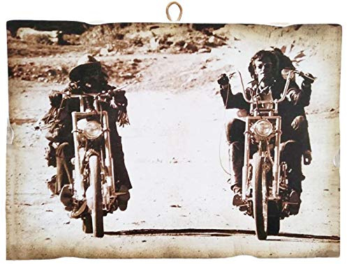 KUSTOM ART Bild im Vintage-Stil Wyatt (Peter Fonda) & Billy (Dennis Hopper) im Film Easy Rider Wandbild, Druck auf Holz für Wohnzimmer