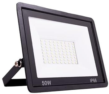 Greenice Foco Proyector LED 50W 6000Lm 4000ºK IP66 Impermeable Regulable | Iluminación Exterior de Alta Eficiencia | Ideal para Exteriores, Jardines, Naves