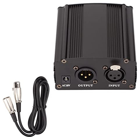 48 V Phantomspeisung 1 Kanal Phantom Power aus Schwarzem Aluminium Professionelles Langlebiges Stabiles Signal FüR MusikaufnahmegeräTe EU-Stecker 220V