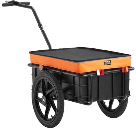 VEVOR Fahrradanhänger, 40 kg Tragkraft, Transportanhänger, faltbar und kompakt verstaubar, mit Universalkupplung, wasserdichte Abdeckung, 40,6 cm Räder, passend für 640-711 mm große Fahrradräder