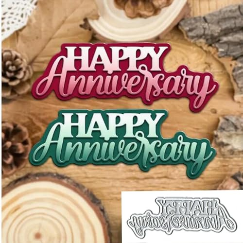 Metall-Stanzformen Happy Anniversary, Merry Christmas, Schablonen, DIY, Scrapbooking, dekorative Prägung, Papier, Scrapbooking, Kartenherstellung