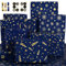Geschenkpapier Weihnachten Gold Blau Schneeflocke Stern Geschenkpapier Set,Weihnachtspapier,Öko Weihnachtsgeschenkpapier für Junge Männer,Packpapier Weihnachten Christmas Wrapping Paper