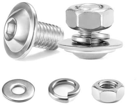 Dayalo Lot de 10 vis à tête bombée à six pans creux M5 x 12 mm avec écrous et rondelles, vis filetées, en acier inoxydable A2 V2A, filetage complet