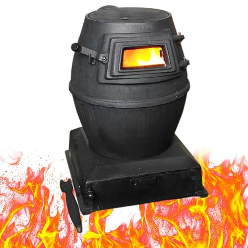 Stufe A Legna da Interno in Ghisa, Stufa A Legna Economica Ventilate con Finestra Panoramica, per Barbecue, Interno, Villa, Riscaldamento e Cucina(S)