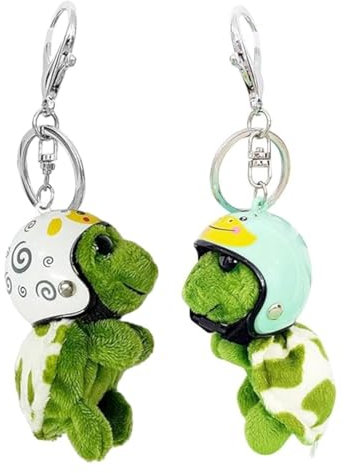 Schlüsselanhänger Schildkröte,2 Stück Niedlicher Plüsch Anhänger Schlüsselanhänger Schildkröten Schlüsselanhänger Klein Mit Abnehmbarer Helm Dekorativ Cartoon-Turtle, Schildkröte Schlüsselanhänger