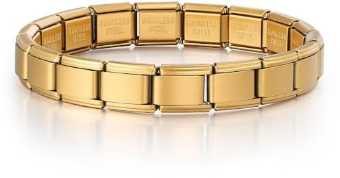 Starter Bracelet Matte Rose Pink Purple Lavender Silver Gold 9mm Italian Link Charm Compatible With Nomination Bracelet (Matte Gold)
