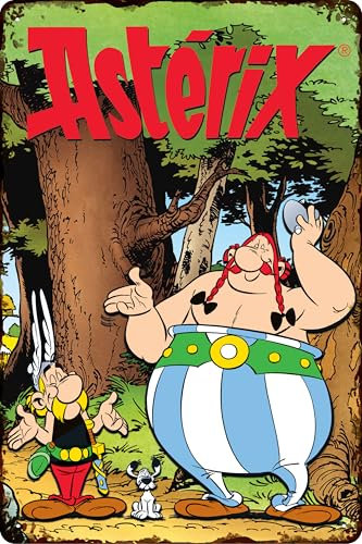 LUCKYLINDE - Retro Blechschild, ASTERIX und OBELIX, französiche kult Comic Serie, Deko Schild, 20 x 30 cm (Asterix und Obelix im Wald)