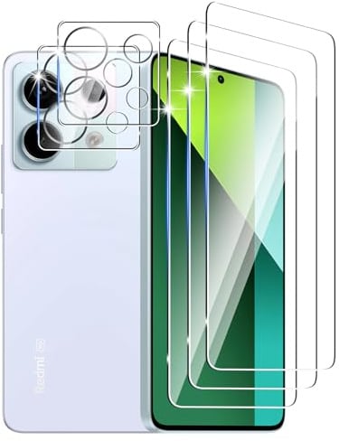 DXULWLM 3+2 Piezas Cristal Templado para Xiaomi Redmi Note 13 Pro 5G,con protector de Lente de cámara,HD transparente,Dureza 9H,Sin Burbujas,Anti-Arañazo Protector de Pantalla