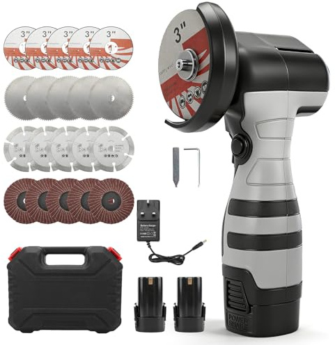 16.8V Mini Cordless Angle Grinder with 2 x 2000 mAh Battery and 20PCS Cutting Discs, 14000RPM, Battery Powered 76mm Angle Grinder, Electric Grinding Tool for Cutting Polishing Sanding