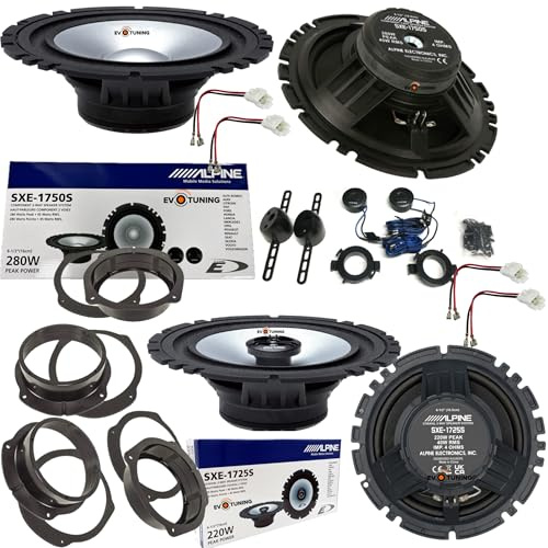 EvoTuning Kit 6 Casse Altoparlanti Alpine SXE per Lancia Delta III dal 2008 Anteriori e Posteriori, Set 2 Woofer 165 mm +2 Tweeter +2 Coassiali 16,5 cm +4 Anelli e cavi adattatori